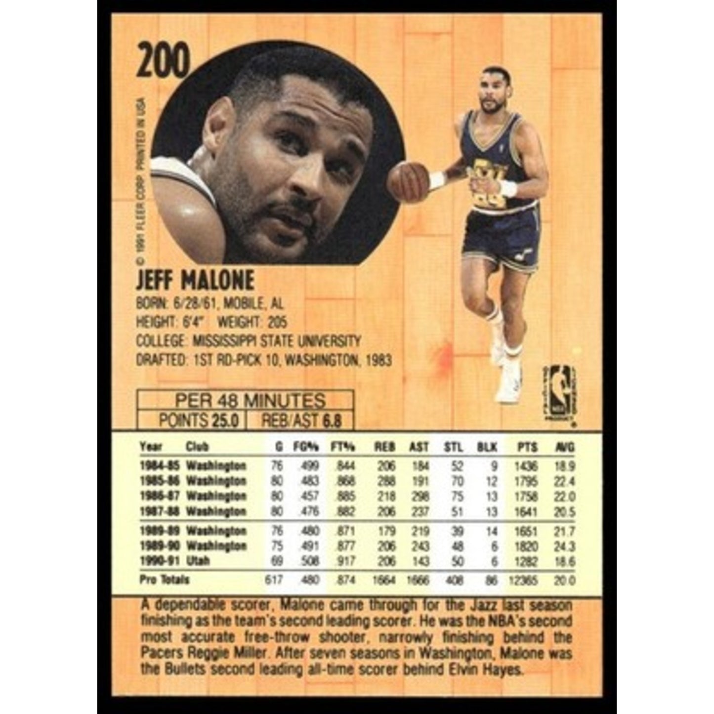 1991-92 Fleer #200 Jeff Malone