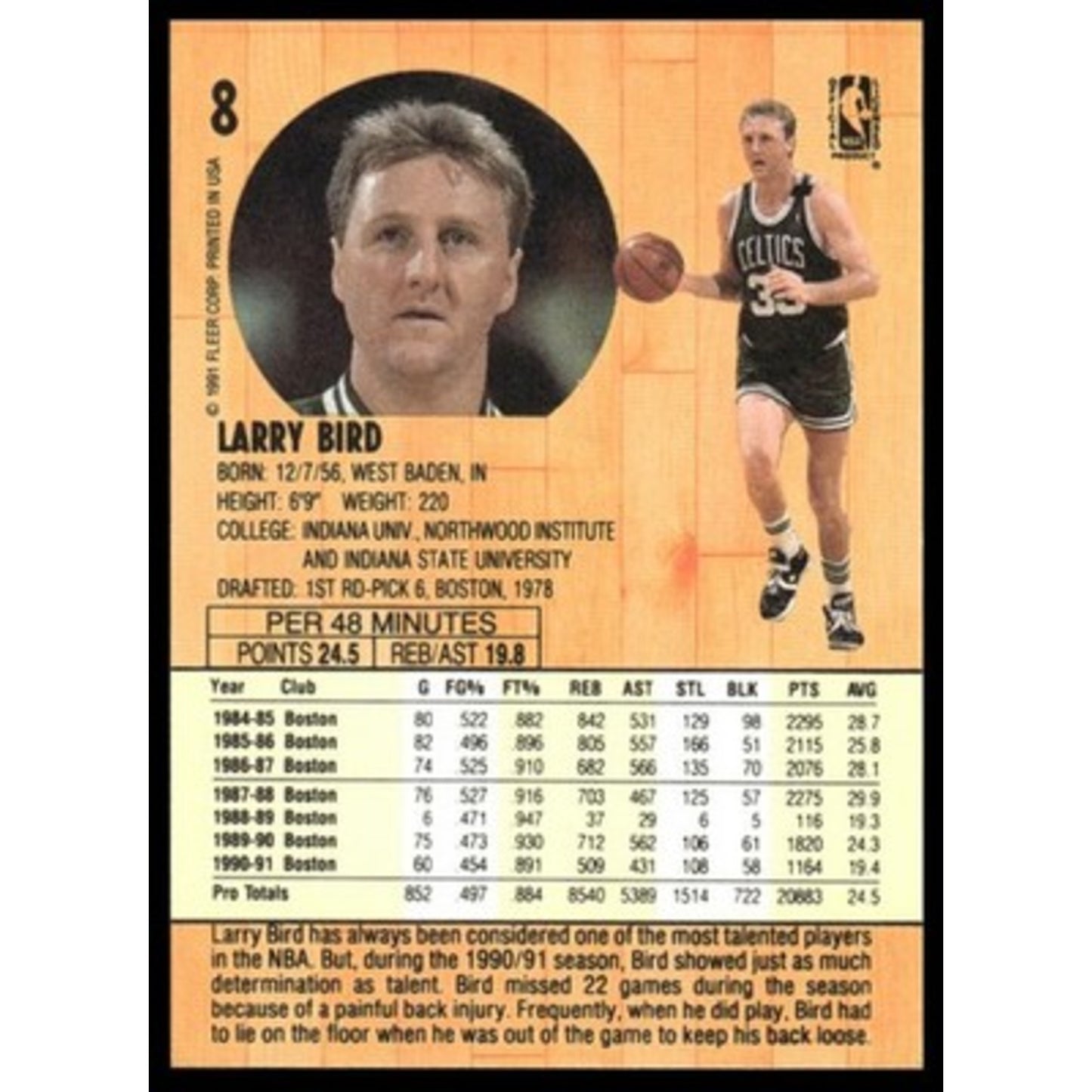 1991-92 Fleer #8 Larry Bird