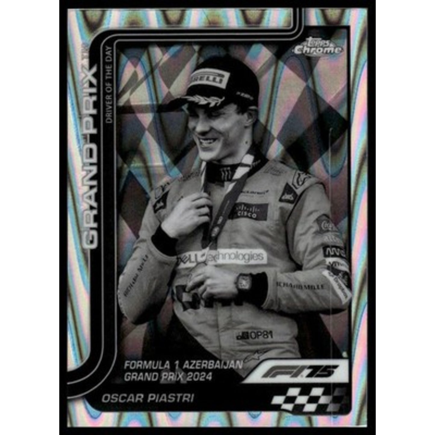 2025 Topps Chrome Formula 1 #138 Oscar Piastri Black & White RayWave Refractor
