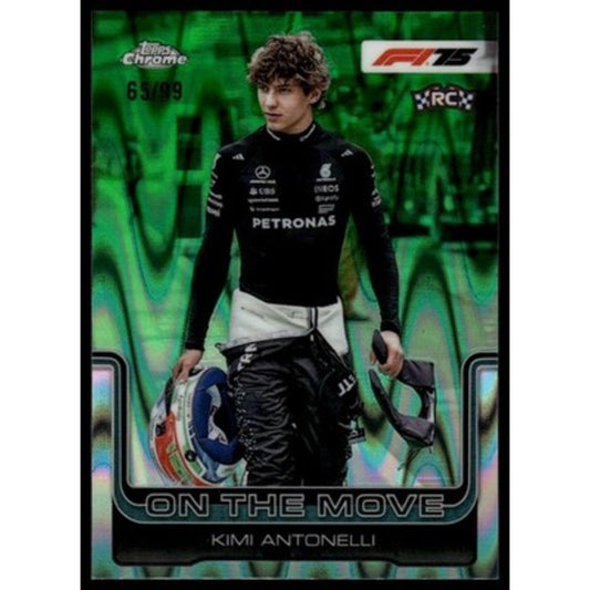 2025 Topps Chrome Formula 1 #185 Kimi Antonelli Green RayWave Refractor 65/99