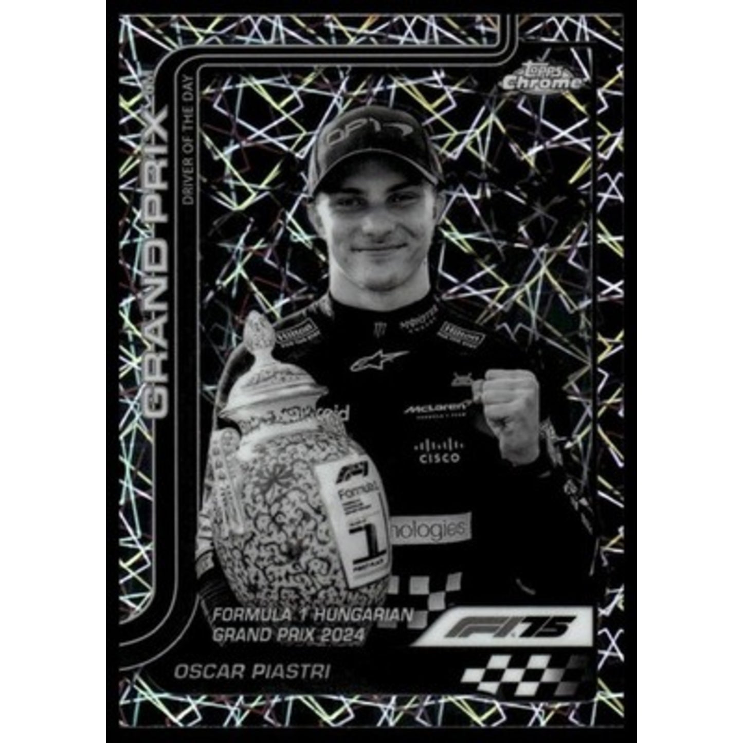 2025 Topps Chrome Formula 1 #134 Oscar Piastri Black & White Lazer Refractor