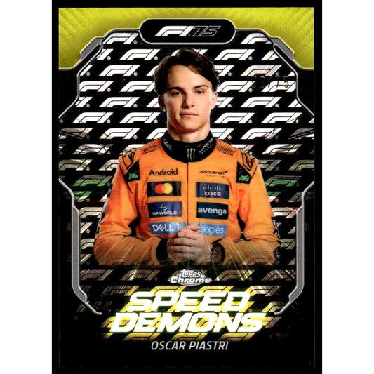 2025 Topps Chrome F1 #SD-4 Oscar Piastri Speed Demons Yellow Logofractor 50/75