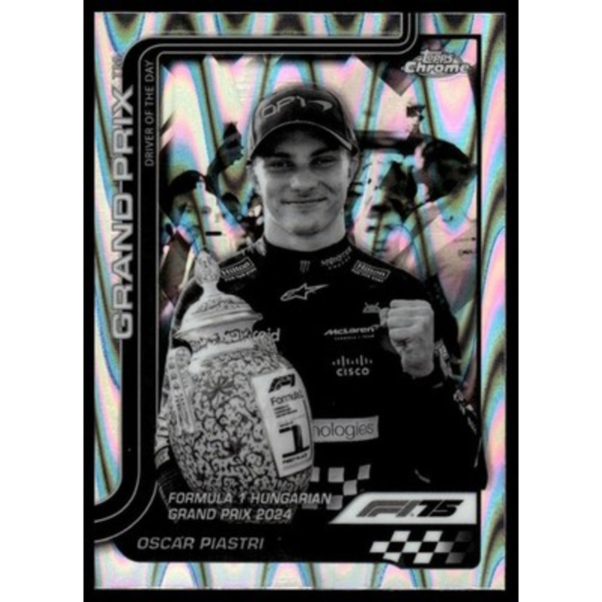 2025 Topps Chrome Formula 1 #134 Oscar Piastri Black & White RayWave Refractor