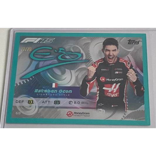 Topps F1 Turbo Attax 2025 #68 Esteban Ocon Signature Style Aquamarine 77/79