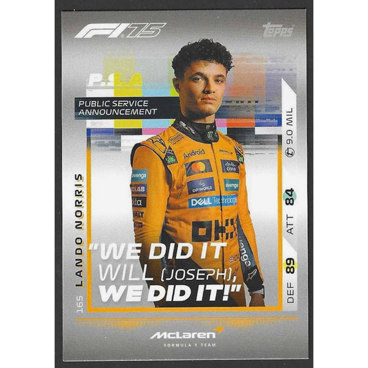 2025 Topps Turbo Attax #165 Lando Norris PSA We Did It!