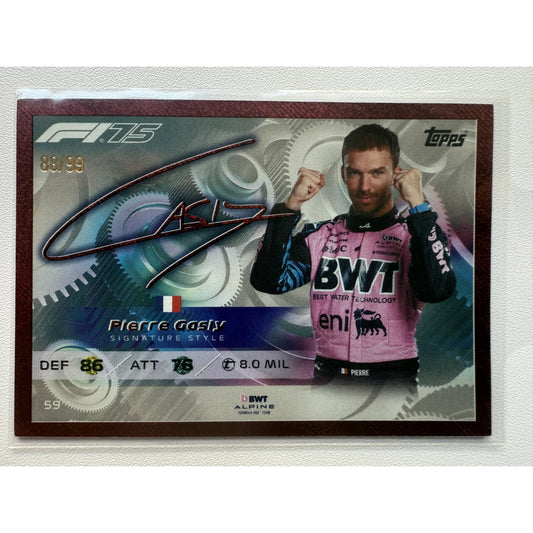 Topps F1 Turbo Attax 2025 #59 Pierre Gasly Signature Style Cranberry 88/99