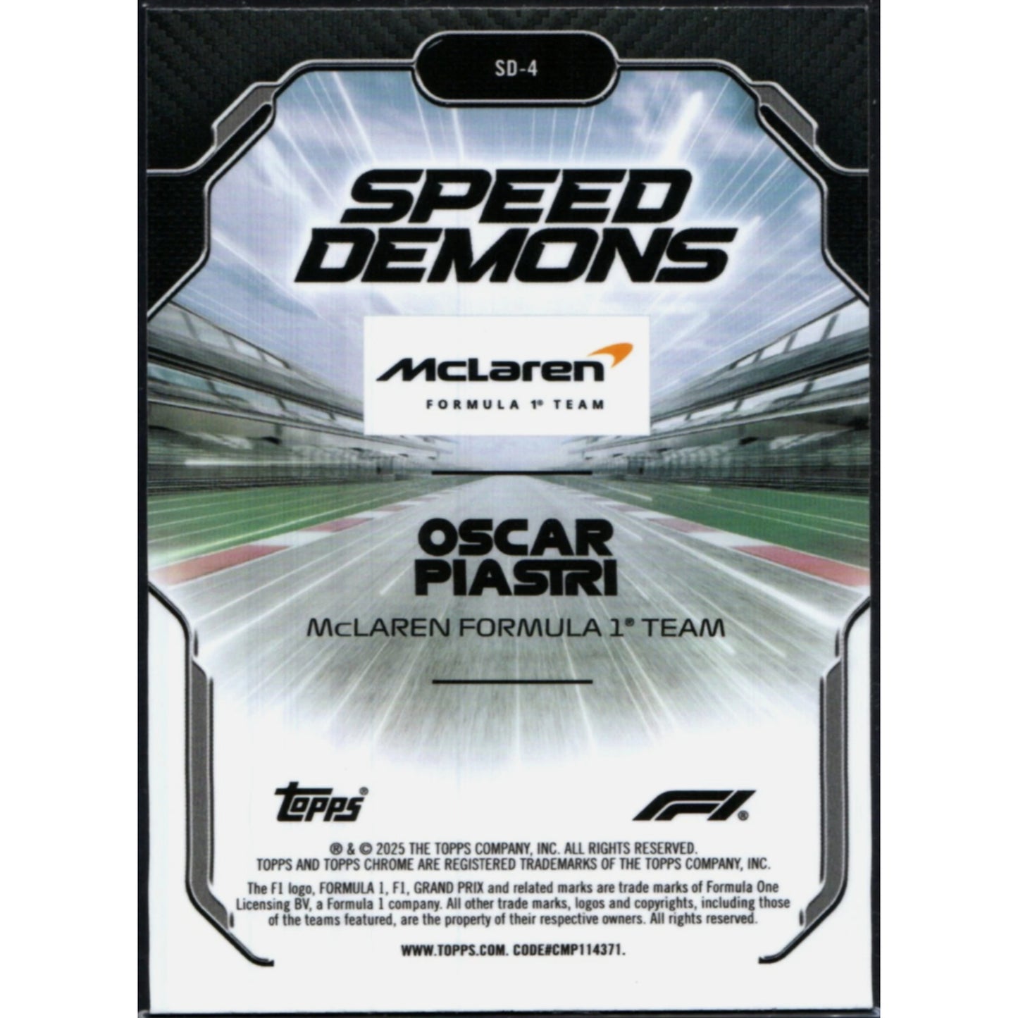 2025 TOPPS CHROME FORMULA 1 - SPEED DEMONS - OSCAR PIASTRI #SD-4 REFRACTOR