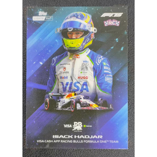 2025 Topps F1 Lights Out Isack Hadjar Rookie Card Drivers card helmet - portrait