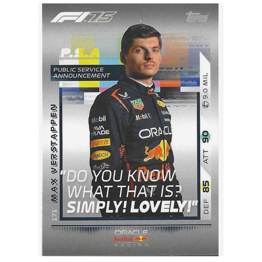 Topps F1 Turbo Attax 2025 Formula 1 171 Max Verstappen Public Announcement PSA