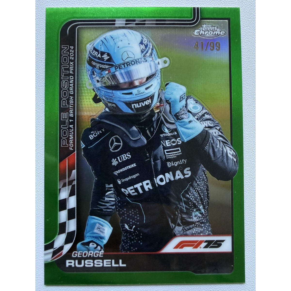 2025 Topps Chrome F1 Pole Position Pure Green 41/99 George Russell #119