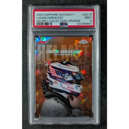 2024 Topps Chrome Sapphire F1 #HC-15 LOGAN SARGEANT 17/25 Orange Helmet PSA 9