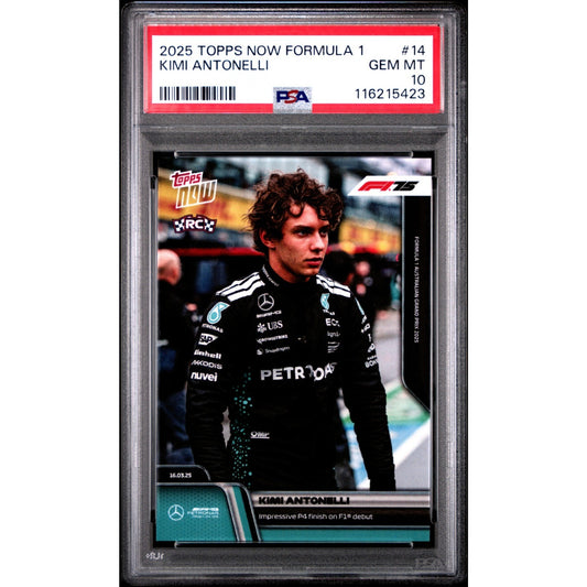 2025 TOPPS NOW FORMULA 1 DEBUT #14 KIMI ANTONELLI PSA 10 1st Rookie Card