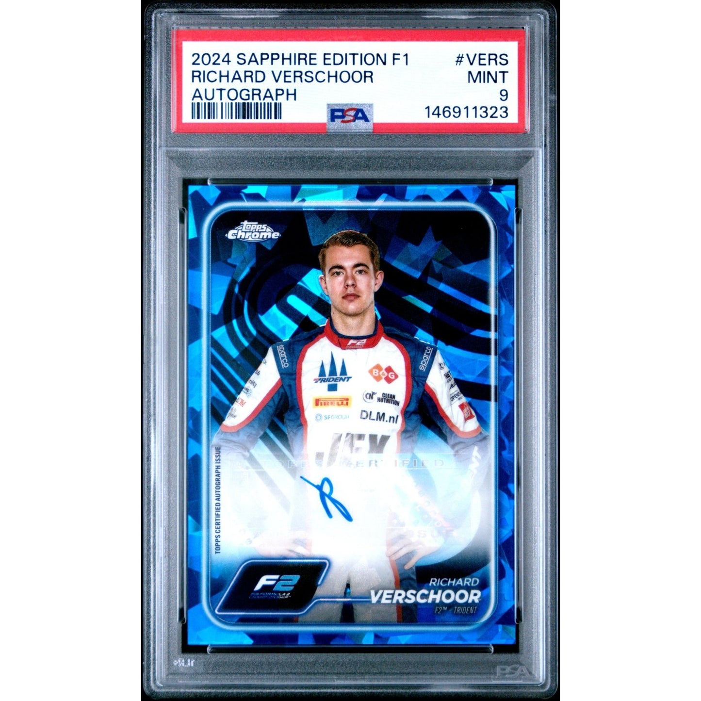 2024 Topps Chrome Sapphire F1 Autographs Richard Verschoor #CAC-VERS PSA 9