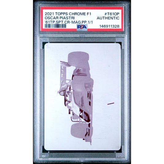 2021 Topps Chrome F1 Oscar Piastri Magenta Printing Plate Car 1/1 #T61-OP
