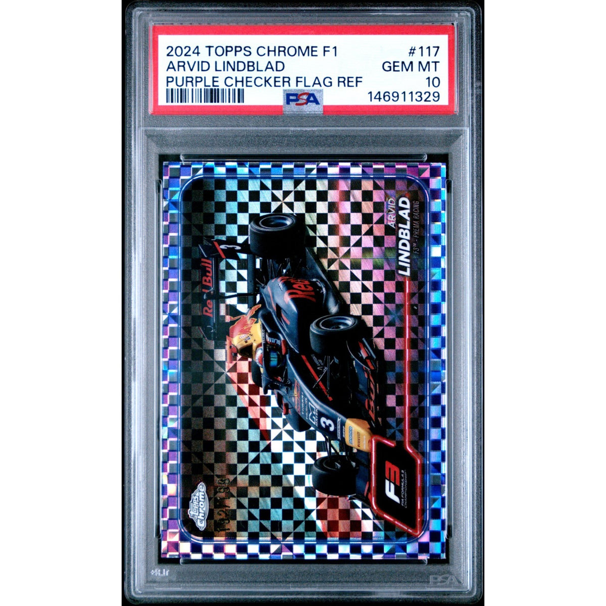 2024 Topps Chrome F1 Arvid Lindblad Purple Checker Refractor #117 /199 POP 1