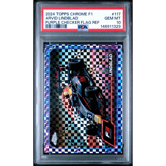 2024 Topps Chrome F1 Arvid Lindblad Purple Checker Refractor #117 /199 POP 1