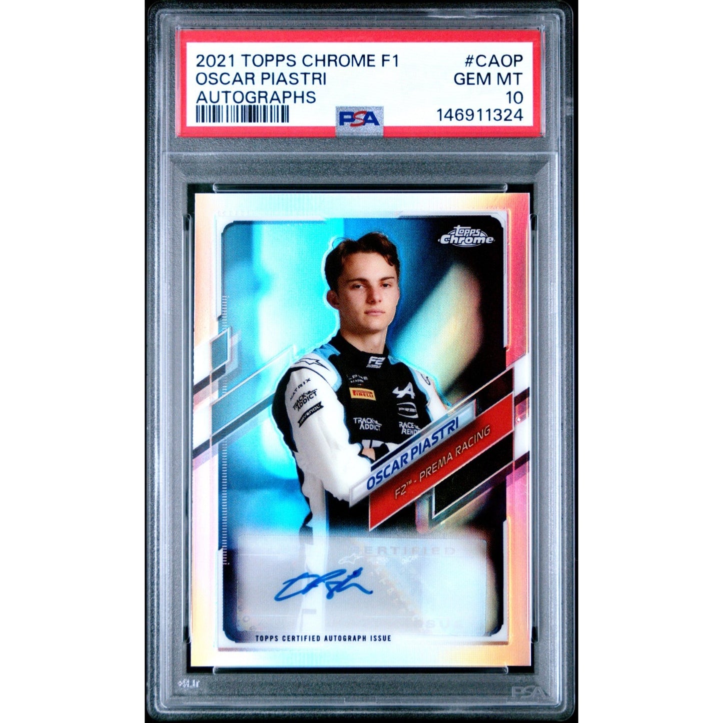 2021 Topps Chrome F1 Autographs Oscar Piastri #CA-OP 290/400 PSA 10