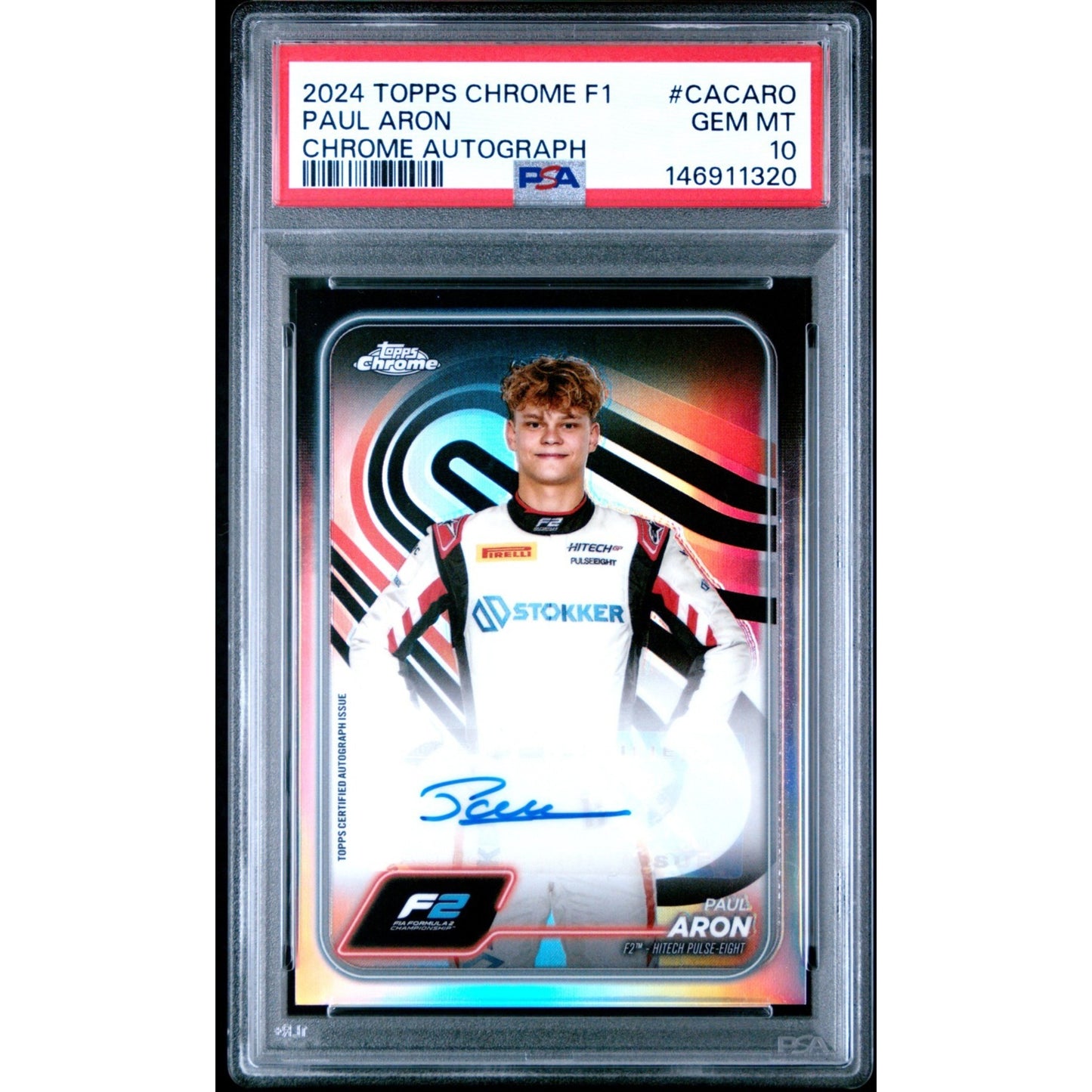 2024 Topps Chrome Formula 1 Paul Aron Refractor Auto Autograph #CAC-ARO RC PSA10