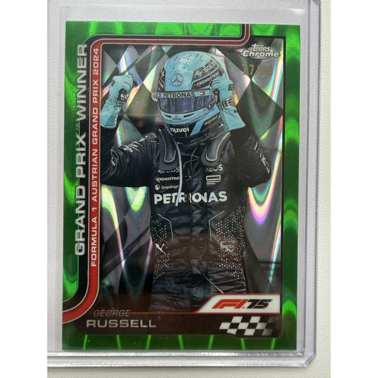 2025 Topps Chrome F1 George Russell Green Raywave Refractor 77/99 #103