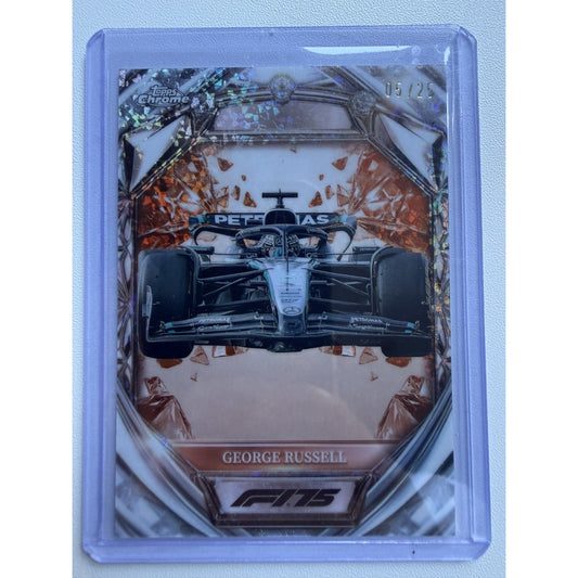 2025 Topps Chrome F1 George Russell Diamond 75th Anniversary Orange 5/25