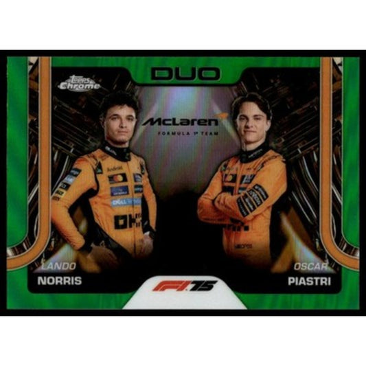 2025 Topps Chrome F1 #166 Lando Norris-Oscar Piastri Pure Green Refractor 21/99