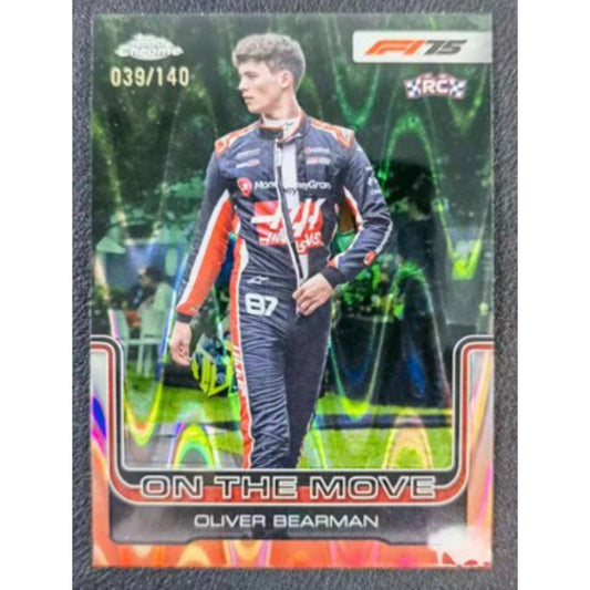 2025 Topps Chrome F1 Oliver Bearman RC 39/140 Forest Green RayWave #186