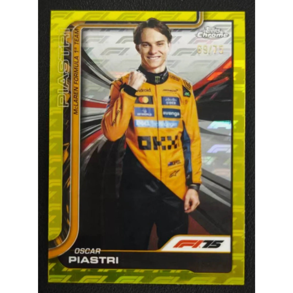 2025 Topps Chrome Logofractor F1 Oscar Piastri Portrait Yellow 69/75 #6