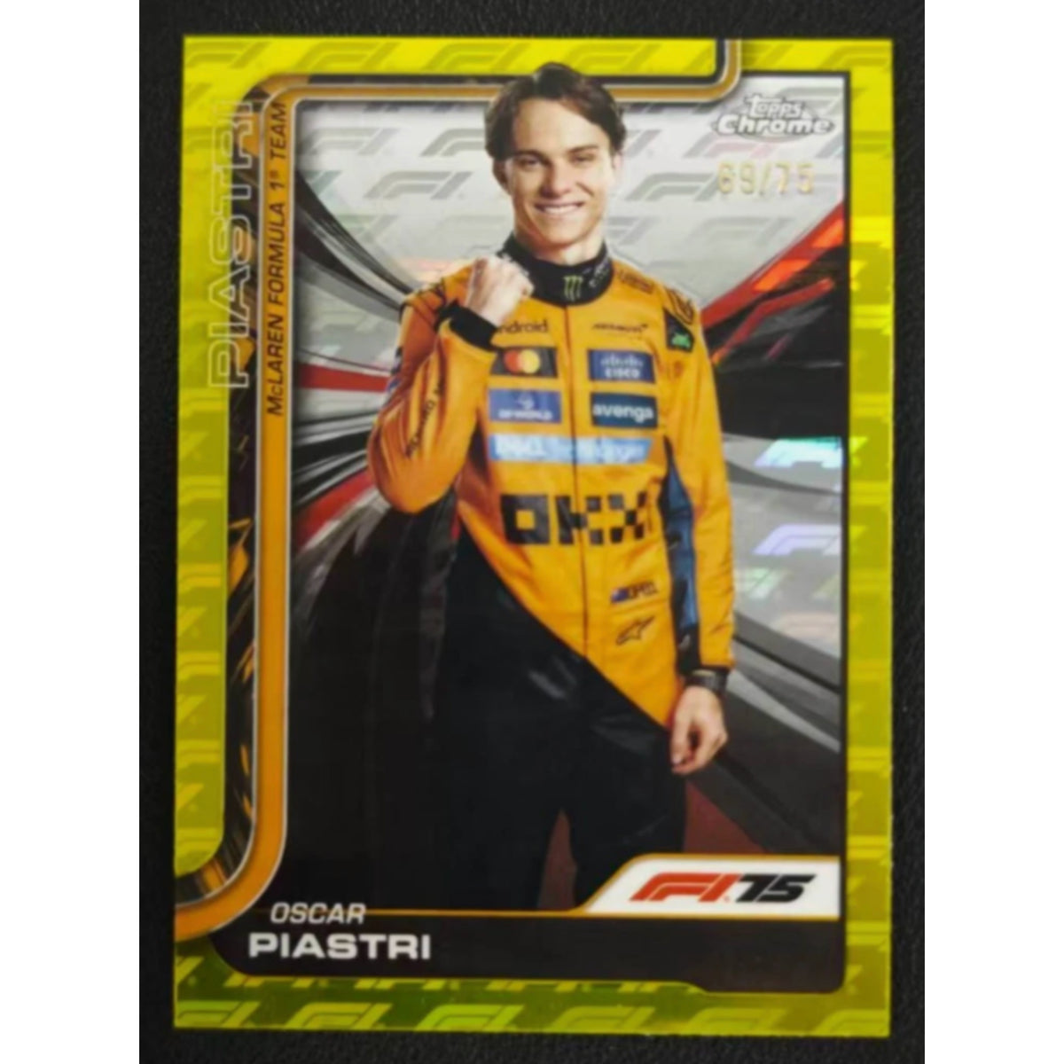 2025 Topps Chrome Logofractor F1 Oscar Piastri Portrait Yellow 69/75 #6