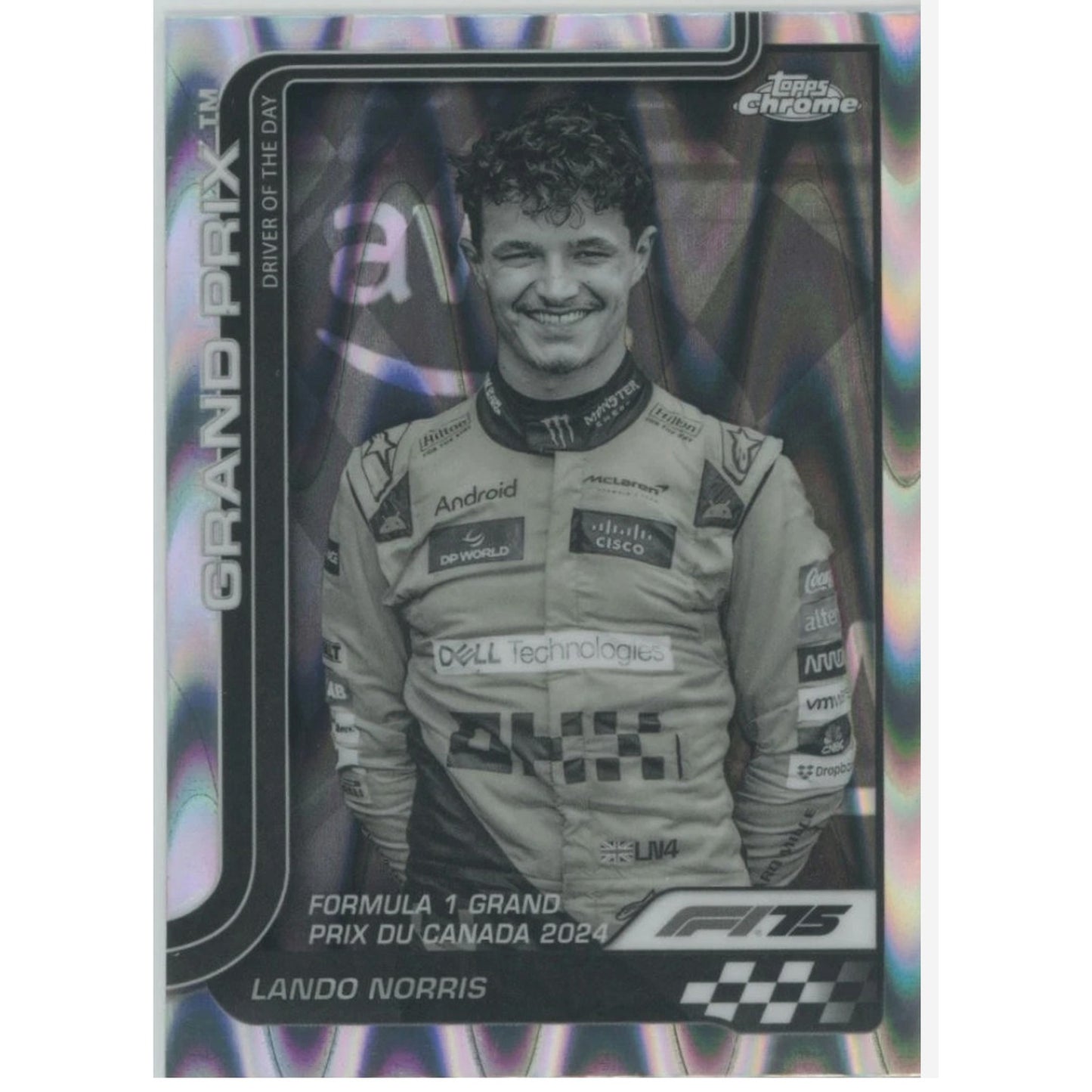 Lando Norris - 2025 Topps Chrome F1 Black And White Ray Wave #130 McLaren