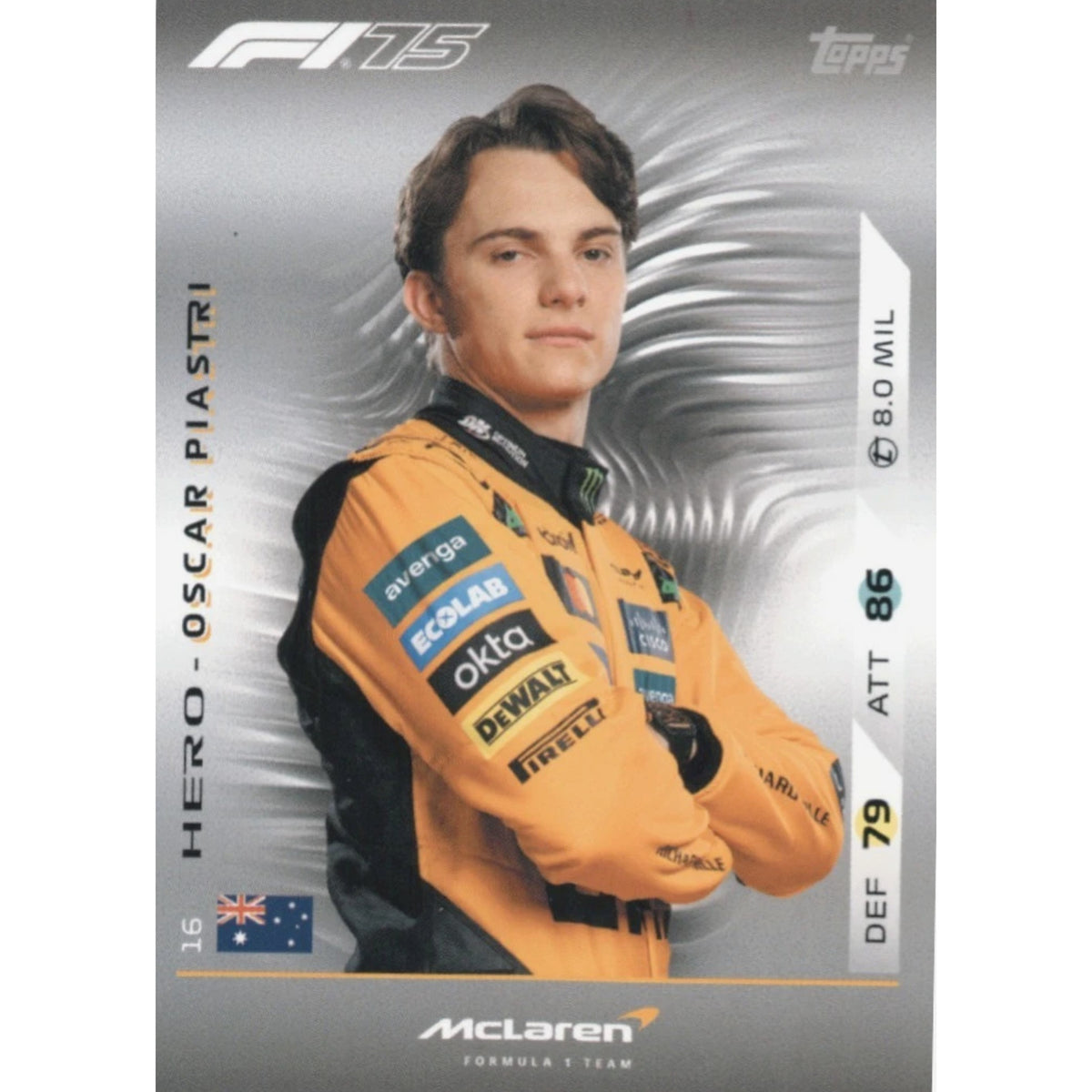 Oscar Piastri #16 Topps F1 Turbo Attax Hero 2025 Topps F1 75 Turbo Attax HEROES