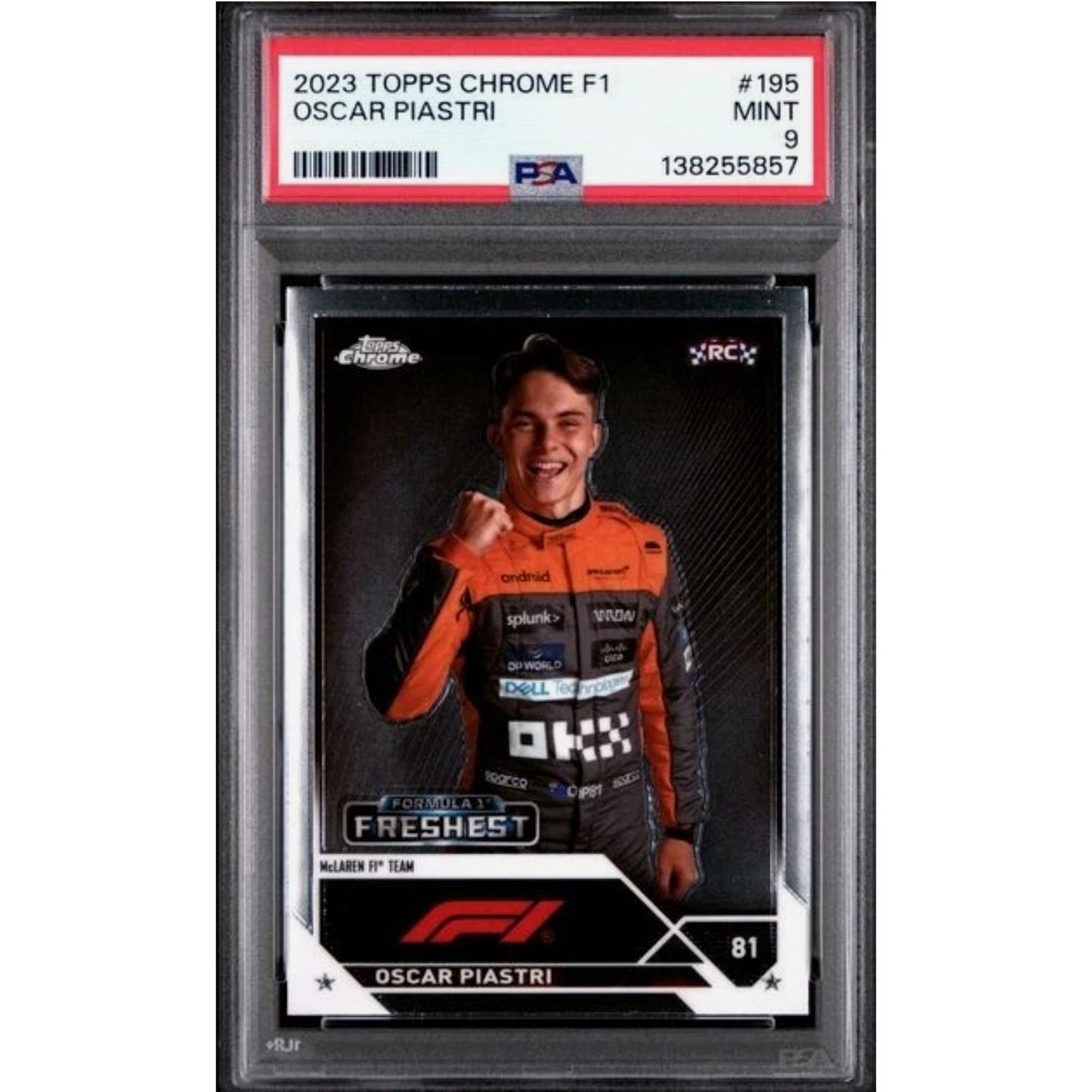 OSCAR PIASTRI 2023 RC Topps Chrome F1 #195 PSA 9 MINT Rookie Card