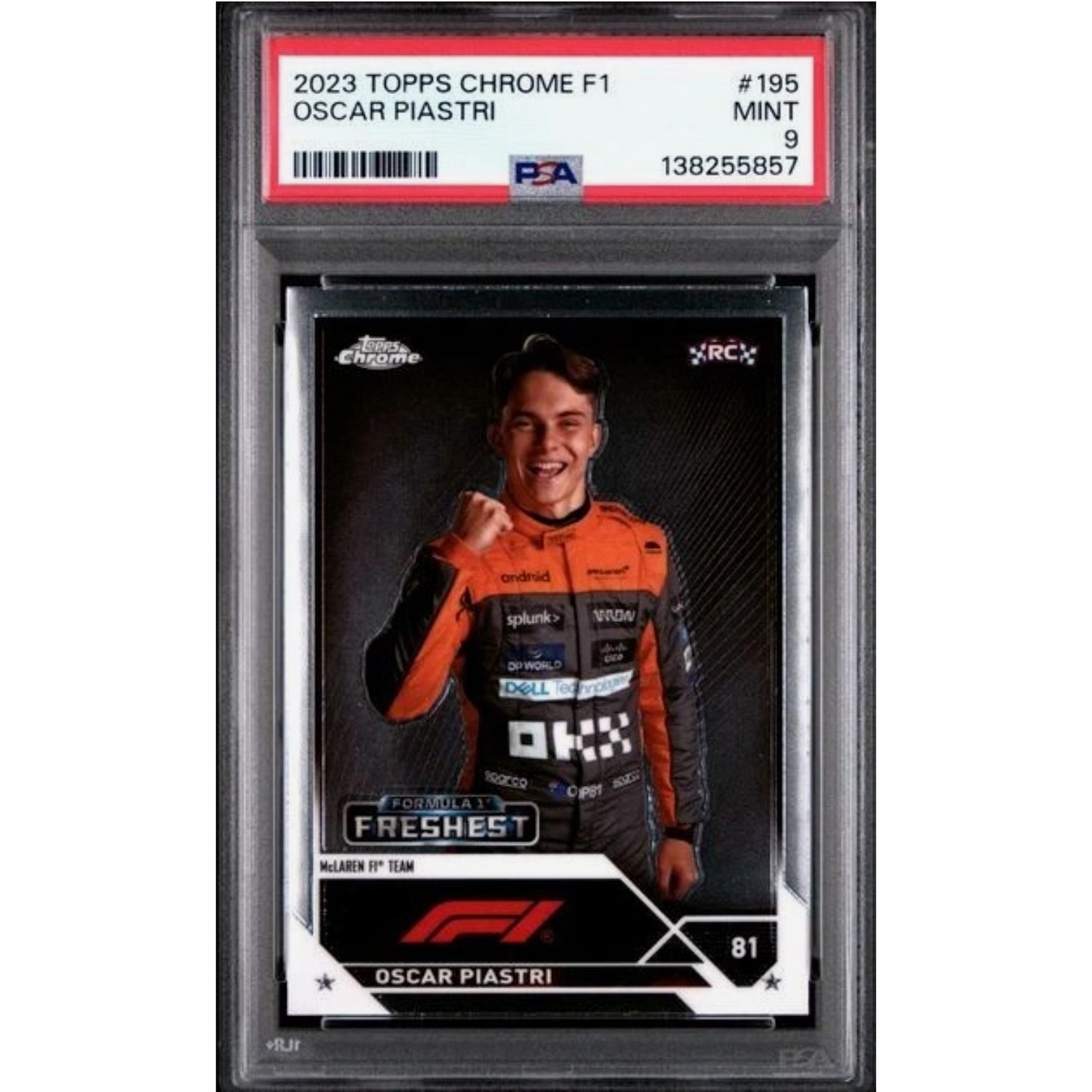 OSCAR PIASTRI 2023 RC Topps Chrome F1 #195 PSA 9 MINT Rookie Card