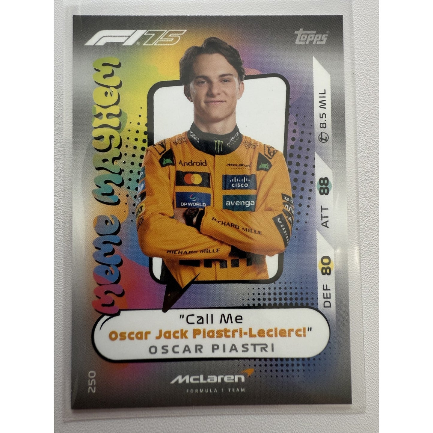 Oscar PIASTRI #250 Topps F1 Turbo Attax 2025 Meme Mayhem - Uncommon