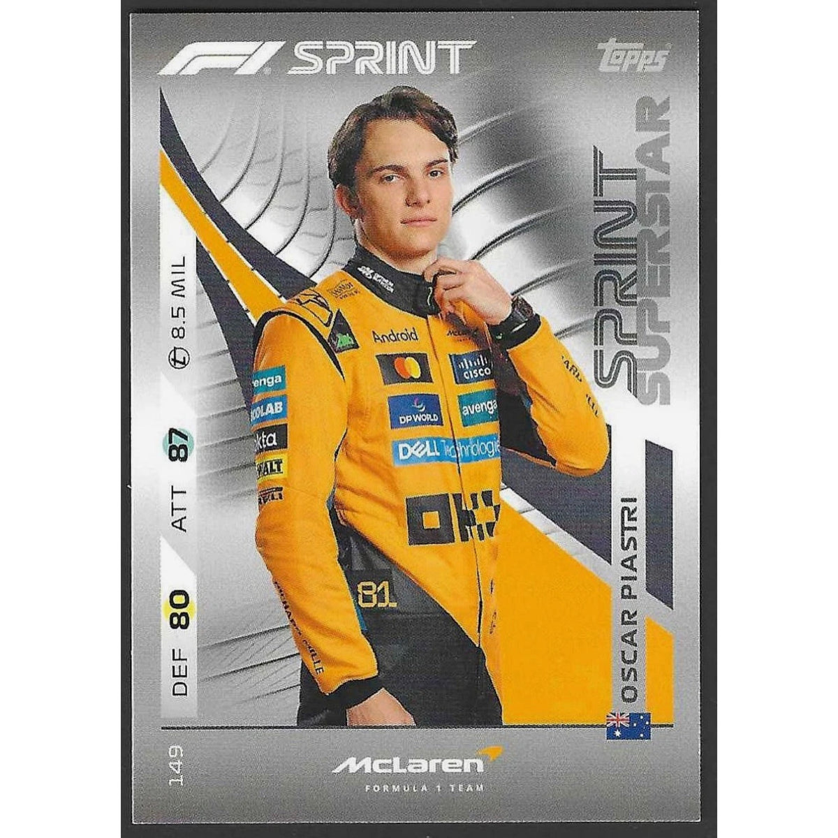 Oscar Piastri Topps #149 F1 Sprint Superstar 2025 Topps F1 Turbo Attax F1 75