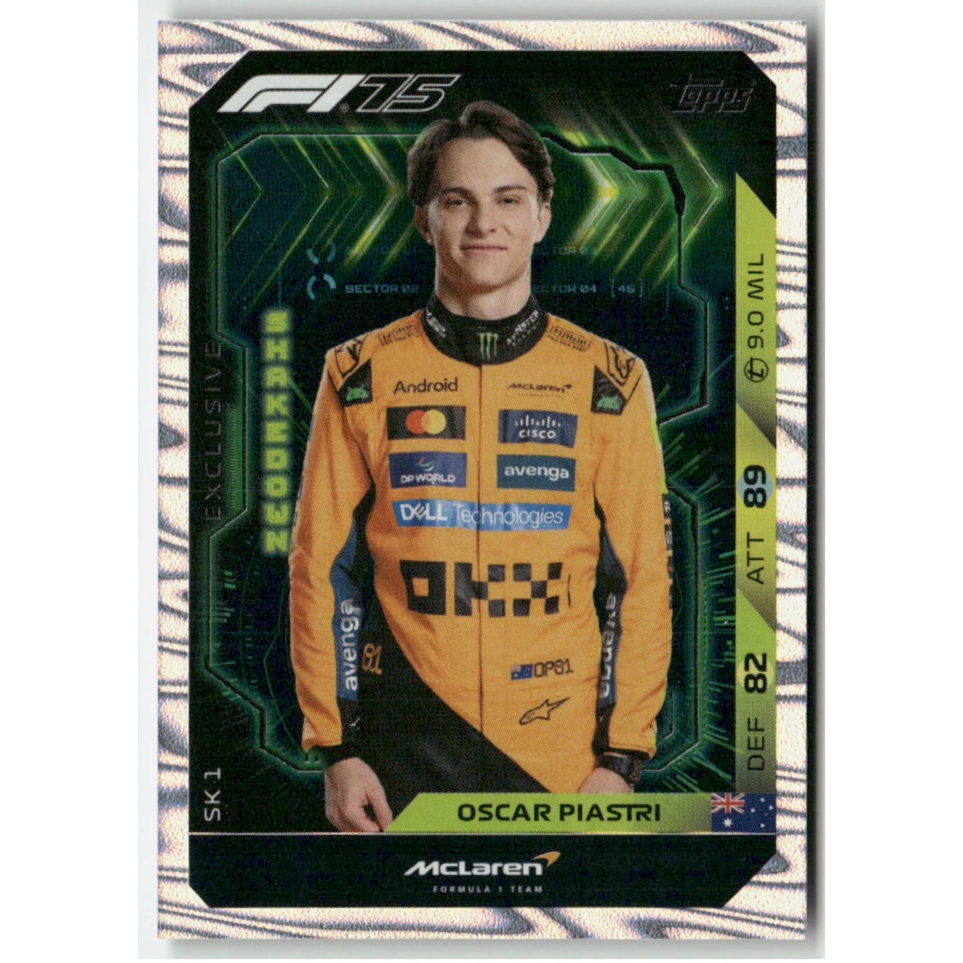 Oscar Piastri TURBO ATTAX F1 2025 SHAKEDOWN EXCLUSIVE CARD #SK 1