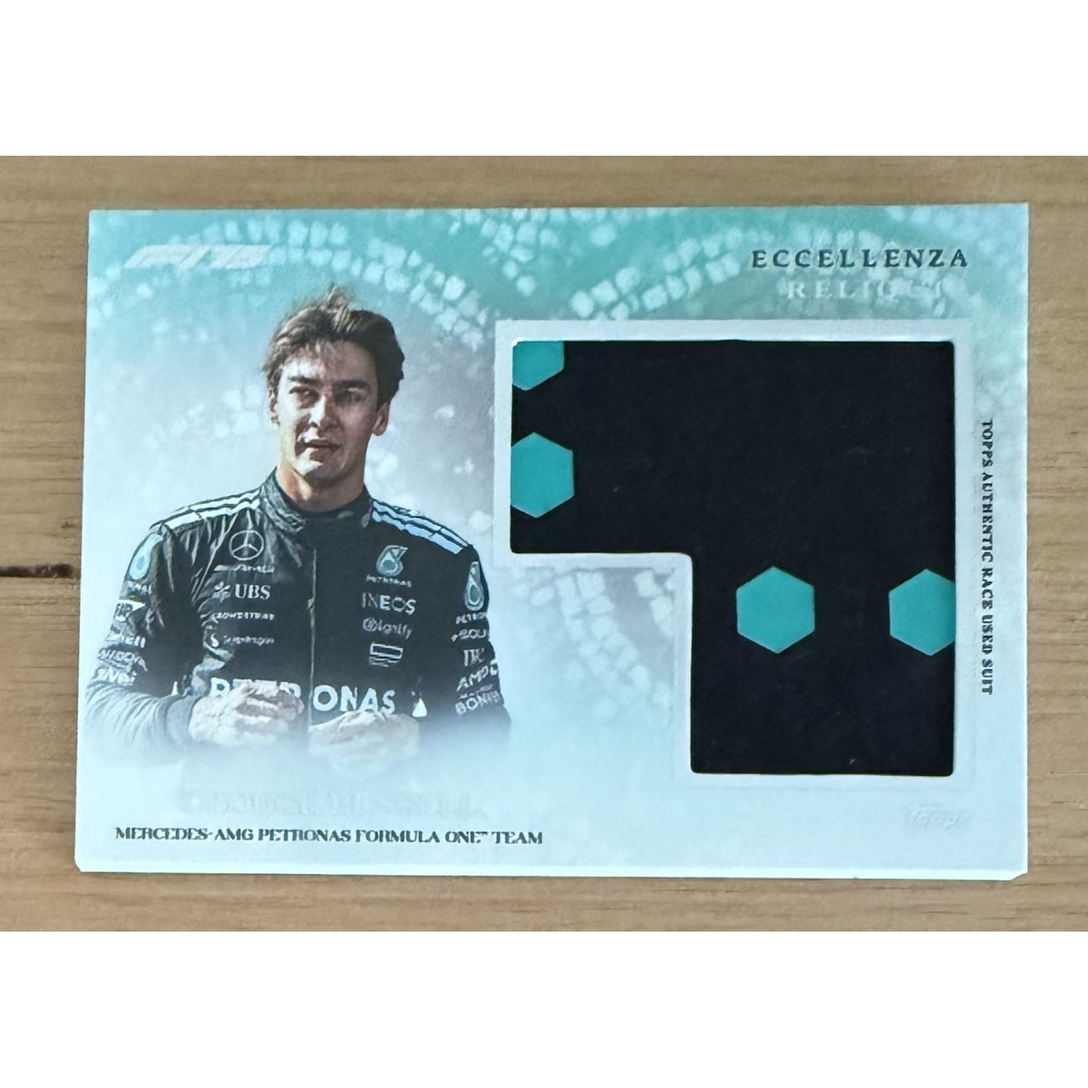 Topps F1 Eccellenza 2025 George Russell Race Used Suit Relic Card (Rare patch)