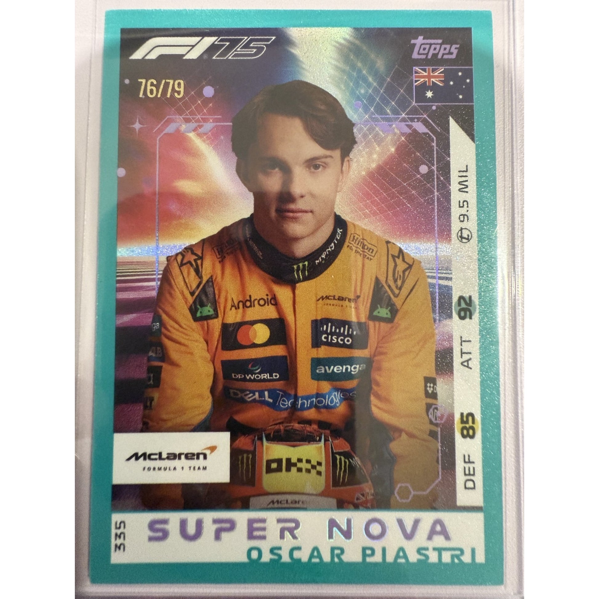 Topps F1 Turbo Attax 2025 #335 Oscar Piastri Super Nova Aquamarine 76/79