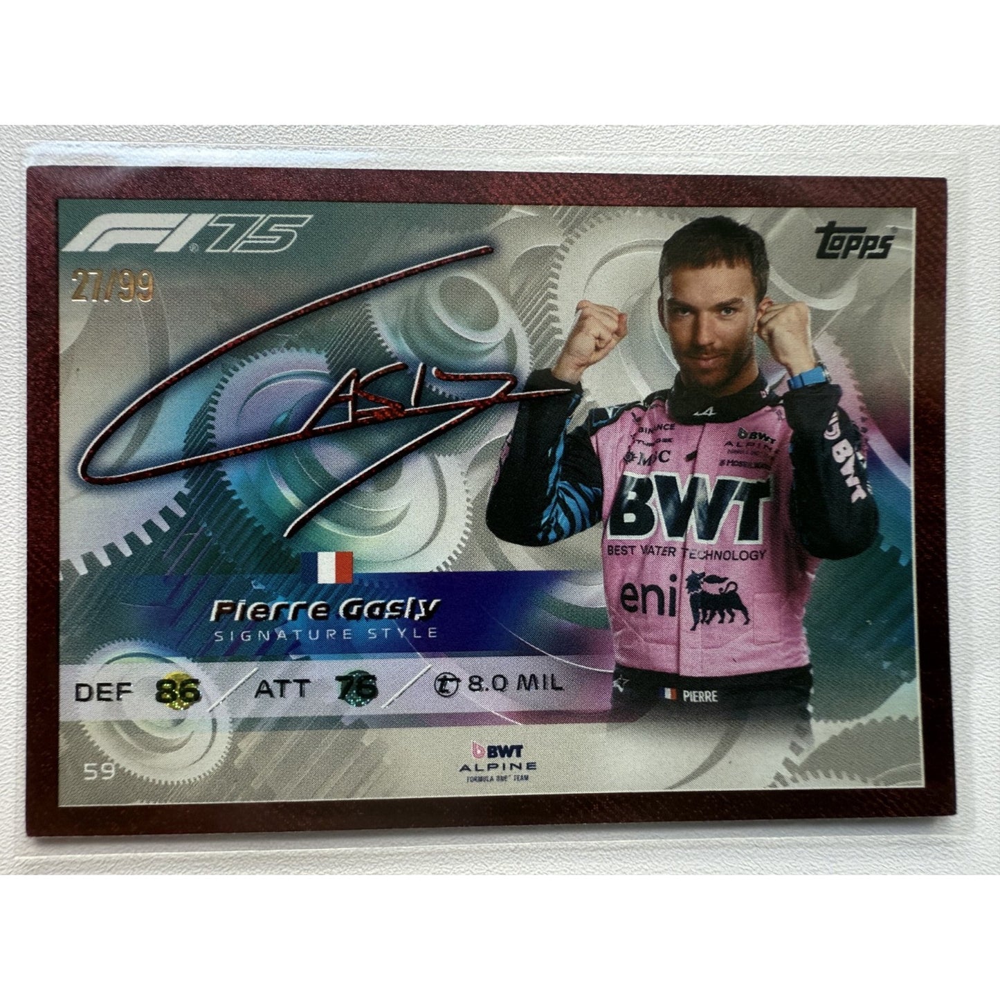 Topps F1 Turbo Attax 2025 #59 Pierre Gasly Signature Style Cranberry 27/99