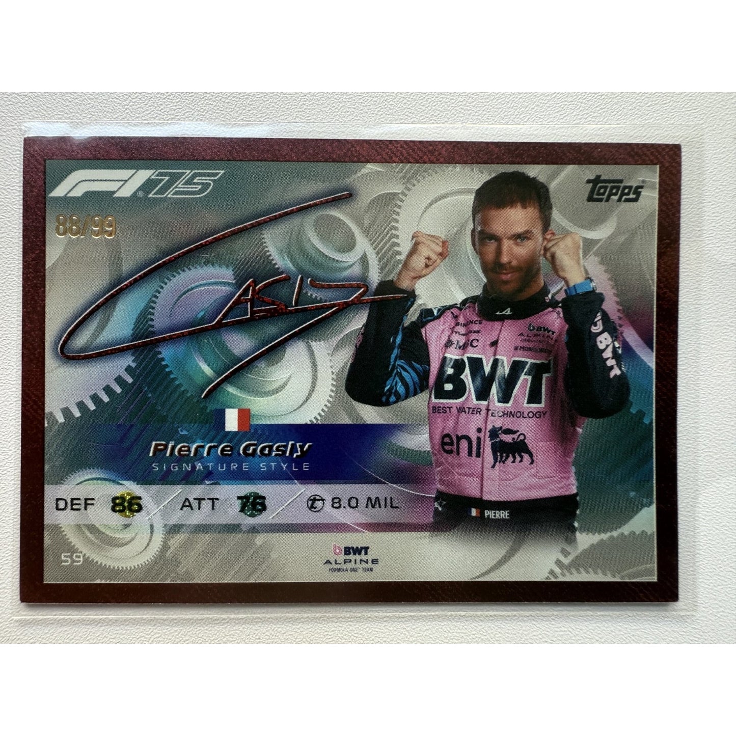 Topps F1 Turbo Attax 2025 #59 Pierre Gasly Signature Style Cranberry 88/99