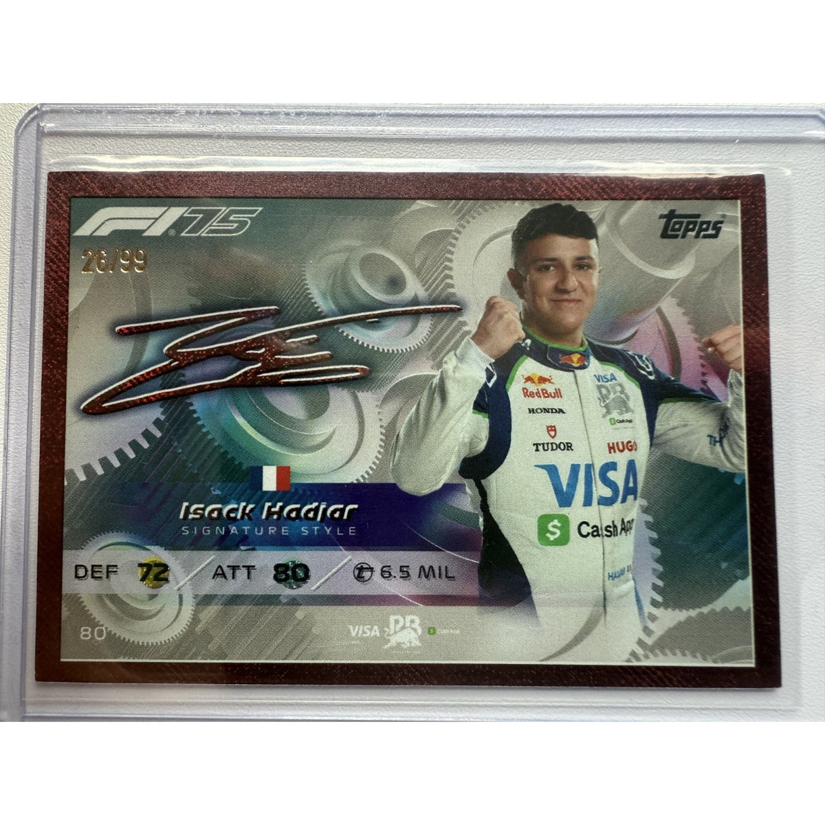 Topps F1 Turbo Attax 2025 #80 Isack Hadjar Signature Style Cranberry 44/79