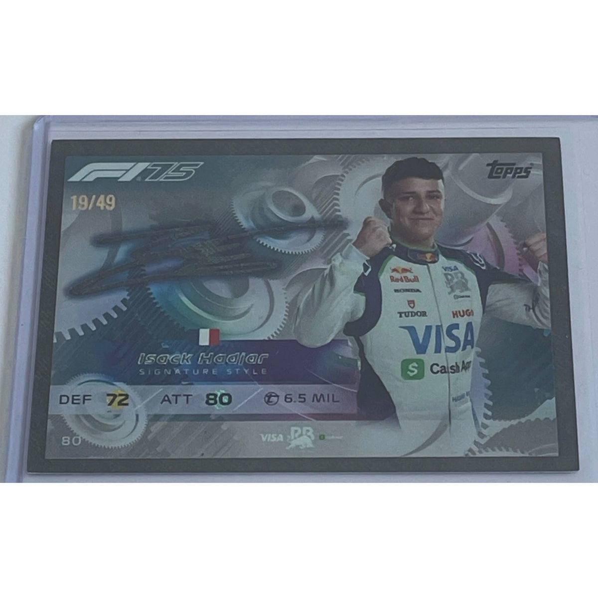 Topps F1 Turbo Attax 2025 #80 Isack Hadjar Signature Style Diamond Grey 19/49