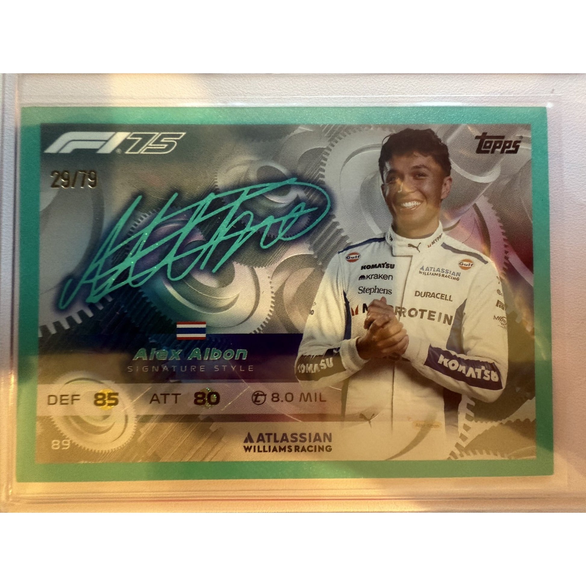 Topps F1 Turbo Attax 2025 #89 Alex Albon Signature Style Aquamarine 29/79