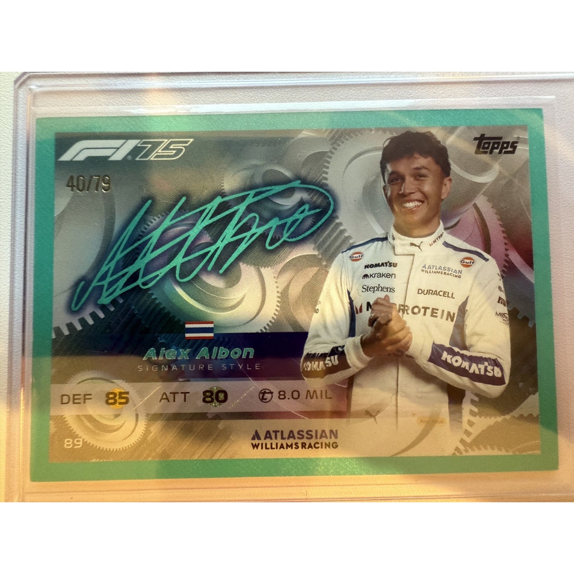 Topps F1 Turbo Attax 2025 #89 Alex Albon Signature Style Aquamarine 40/79