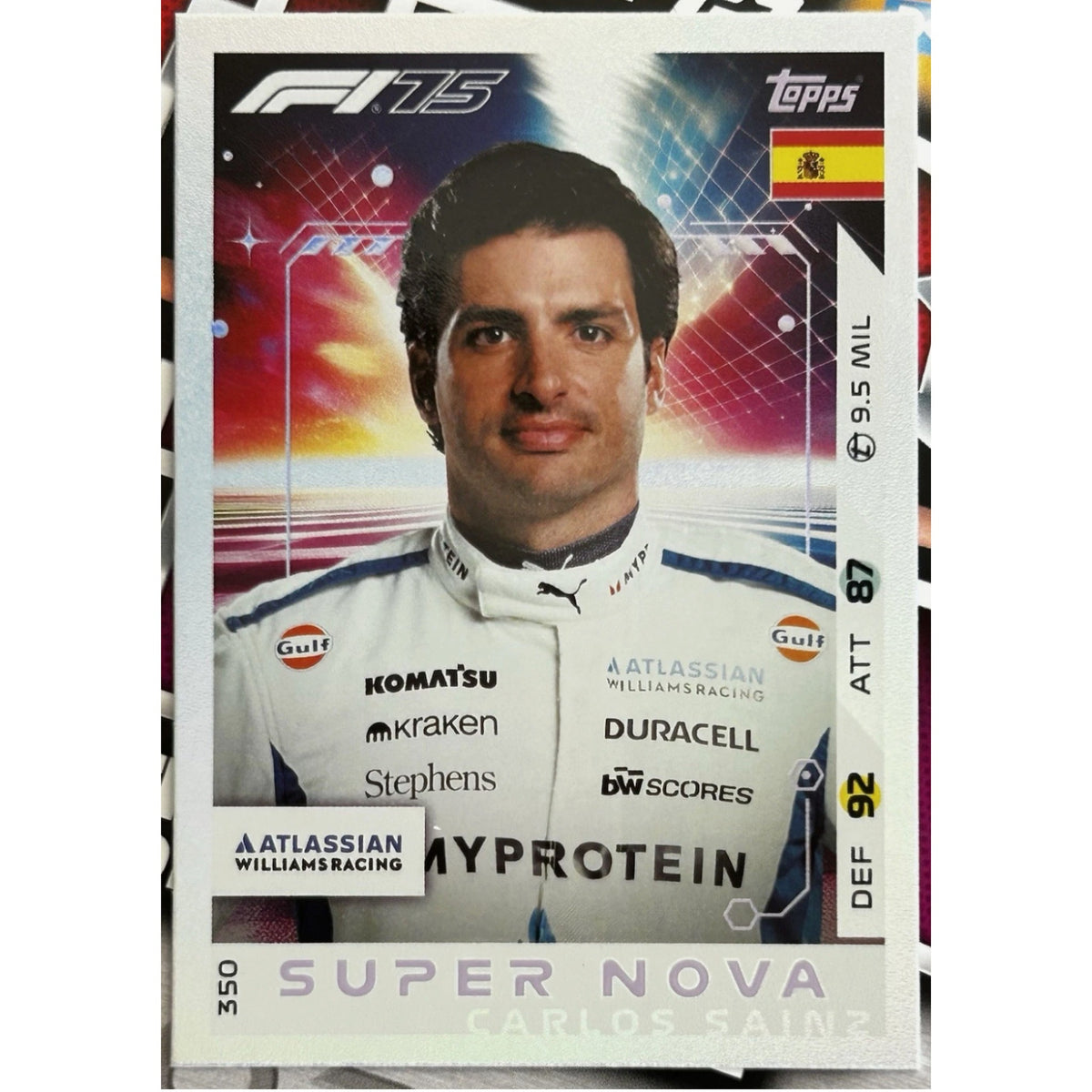 Topps F1 Turbo Attax 2025 - CARLOS SAINZ (WILLIAMS) Super Nova Foil #350