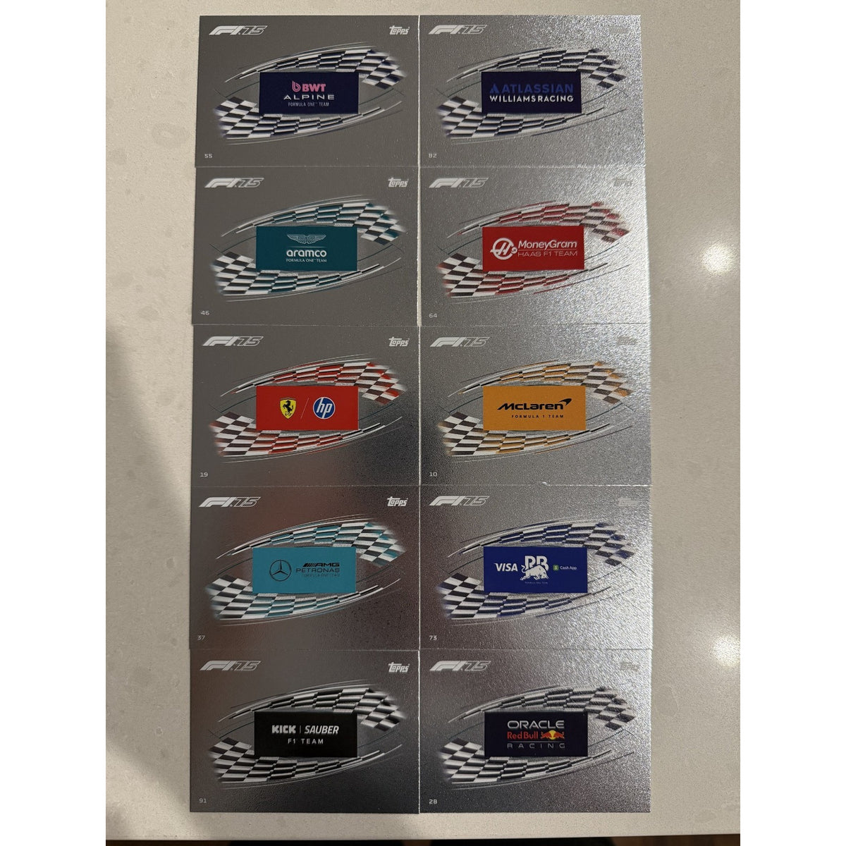 Topps F1 Turbo Attax 2025 - F1 Team Logo Full Set ALL 10 teams - Mirror Foil