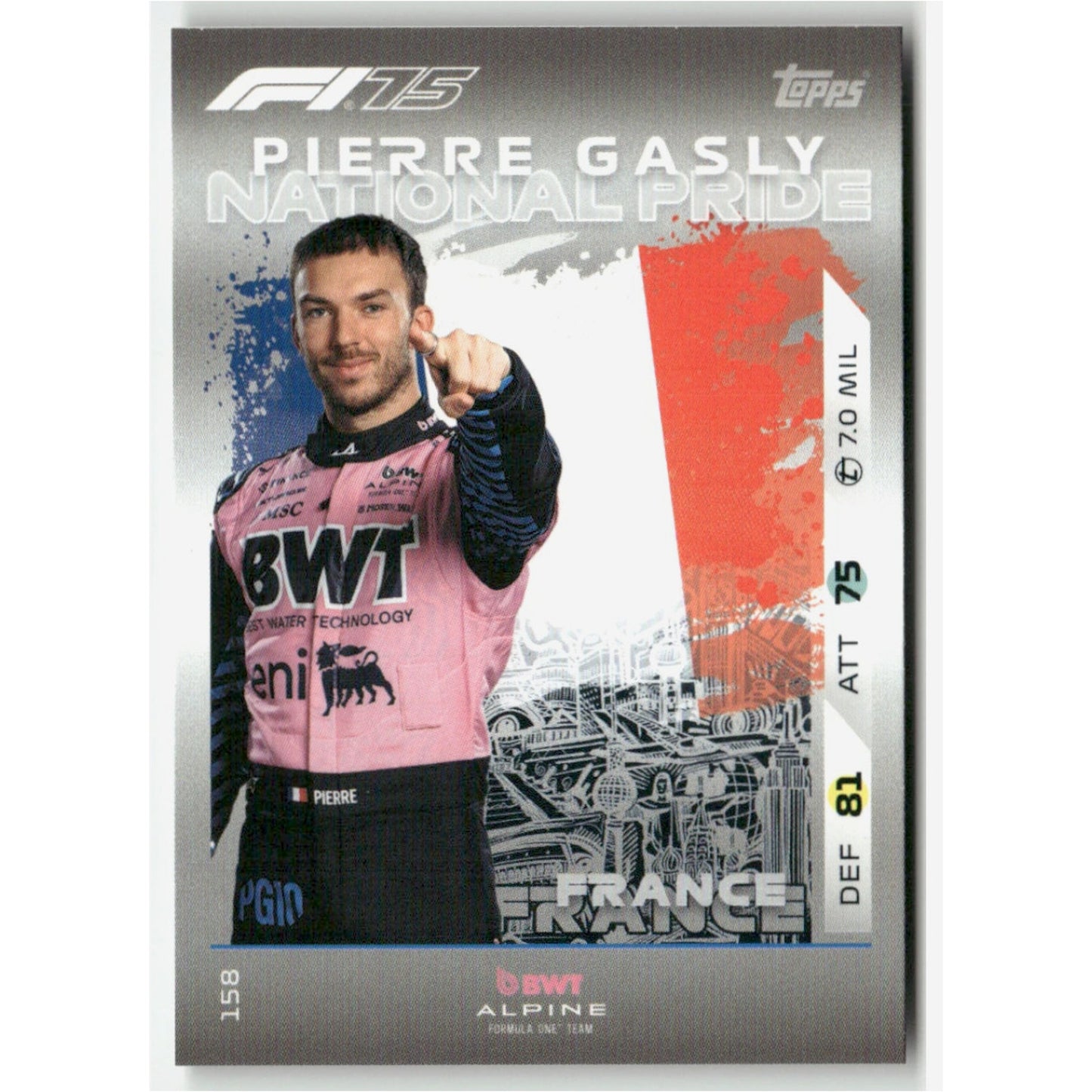 Topps F1 Turbo Attax 2025 Formula 1 #158 Pierre Gasly National Pride