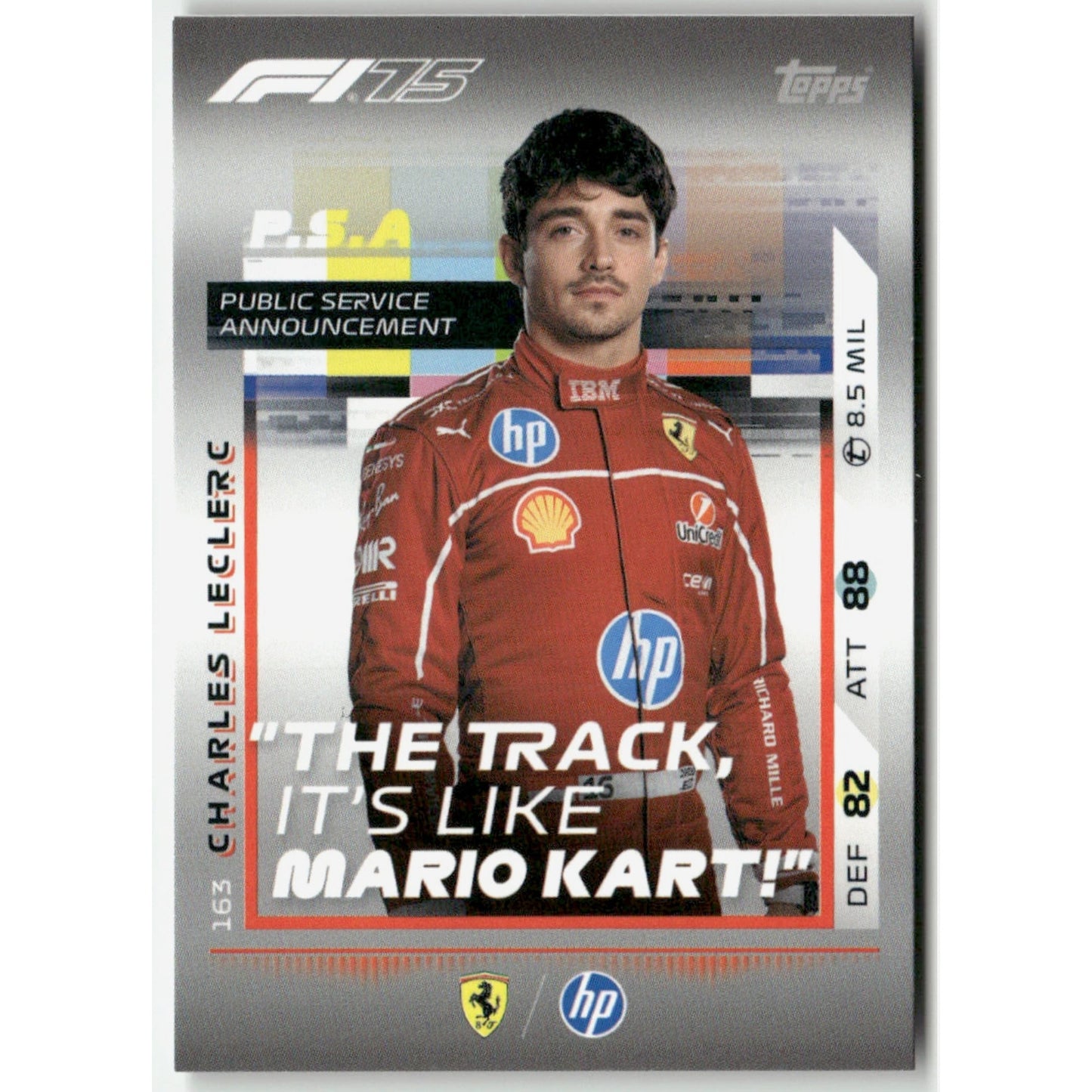 Topps F1 Turbo Attax 2025 Formula 1 #163 Charles Leclerc Public Announcement PSA