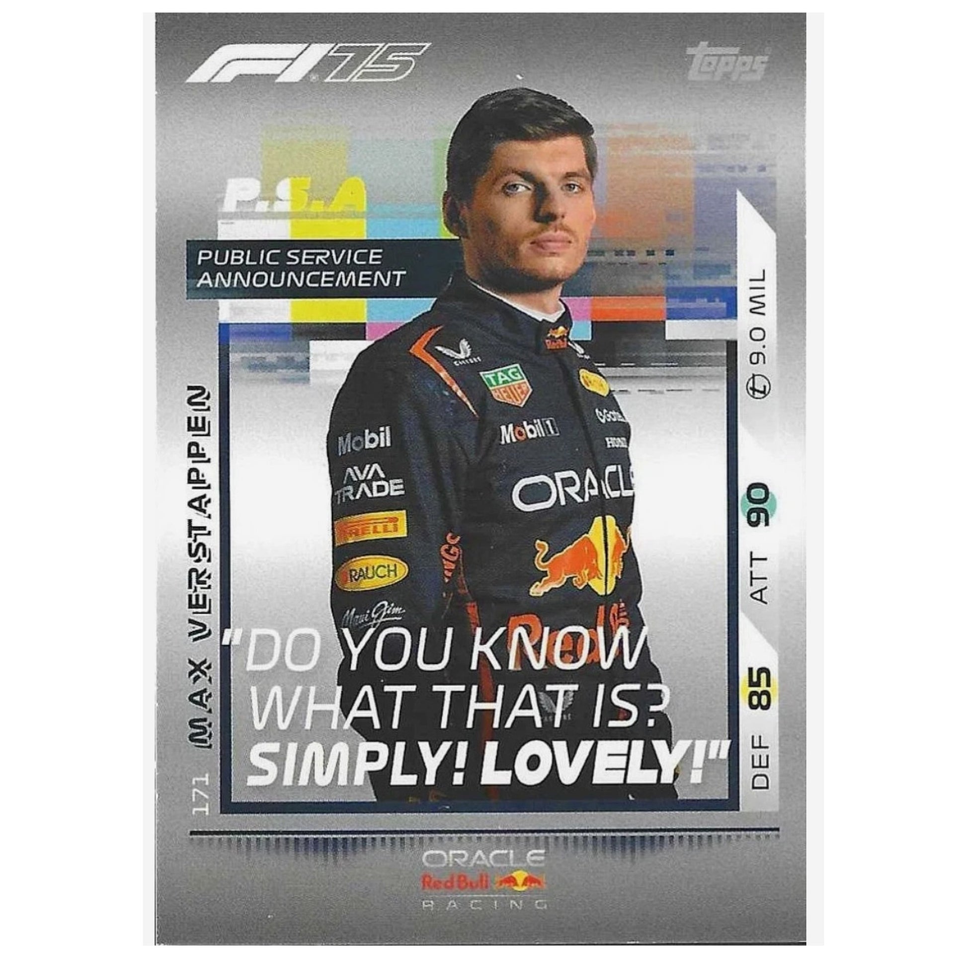 Topps F1 Turbo Attax 2025 Formula 1 171 Max Verstappen Public Announcement PSA