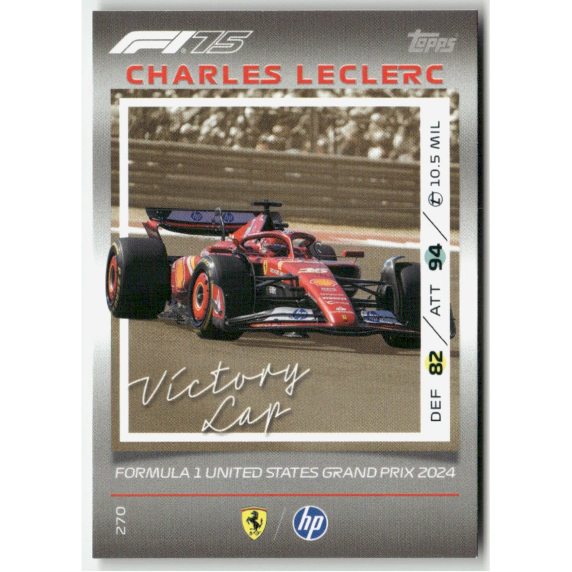 Topps F1 Turbo Attax 2025 Formula 1 #270 Charles Leclerc Victory Lap