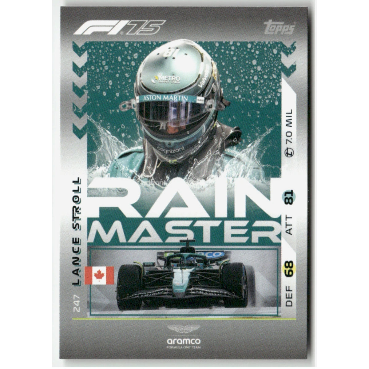 Topps F1 Turbo Attax 2025 Formula 1 No. 247 Lance Stroll Rain Master